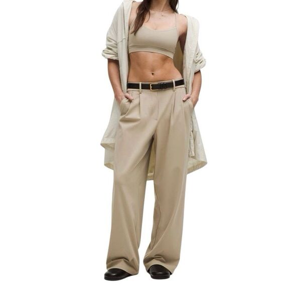 lululemon athletica Pants - Lululemon Daydrift High-Rise Trouser Pants Size M Khaki Stretch Wide Leg